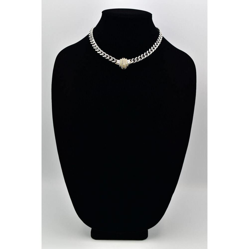 Christian Dior Vintage Crystal Collar Necklace Silver Gold Signed 1960s BinBJ - Picture 3 of 12